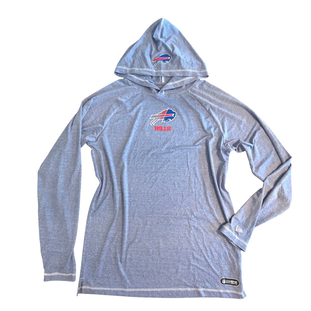 New Era Hooded Tee Shirt Mens L Buffalo Bills NFL Combine Authentic Blue Logo